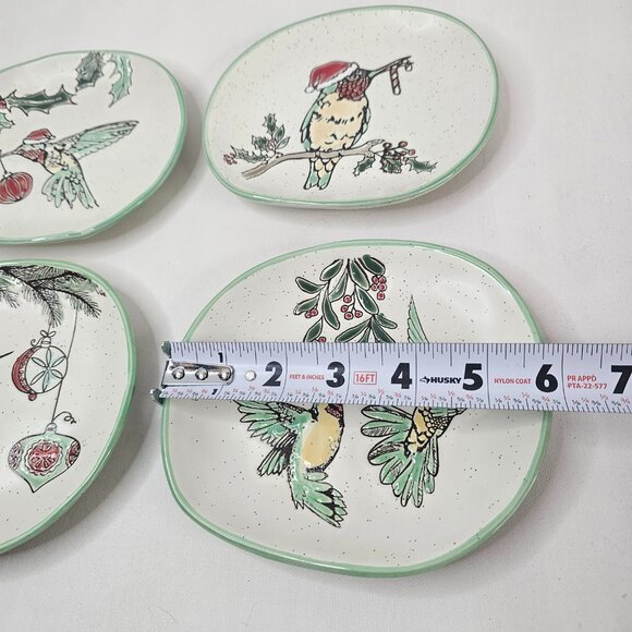Eli + Ana Holiday Hummingbird 6 Inch Appy Plate Appetizer Ceramic Lot of 4 - Picture 9 of 11